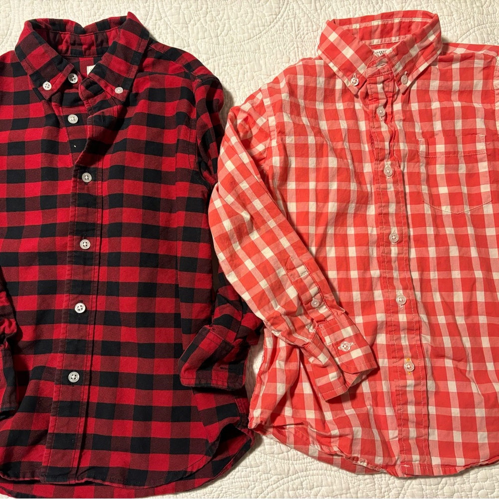J Crew Crew Cuts boys bundle Plaid Button-Up Shirts 4/5